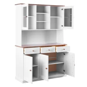 Mobile a 3 Ante 3 Cassetti Bianca Credenza Alta con Vetrina da Soggiorno Cucina | BricoShop24 2