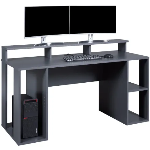 Tavolo Scrivania da Gaming Grande Grigia Porta Pc Ufficio per Gamer