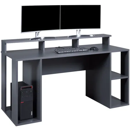 Tavolo Scrivania da Gaming Grande Grigia Porta Pc Ufficio per Gamer
