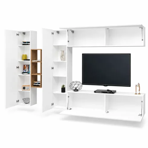 Parete Attrezzata Soggiorno Porta TV Libreria 320x30x180 cm Bianco