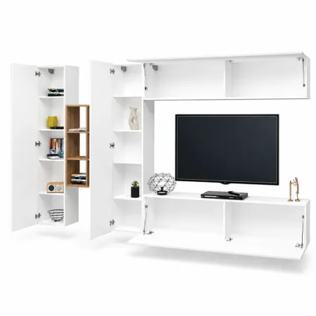 Parete Attrezzata Soggiorno Porta TV Libreria 320x30x180 cm Bianco