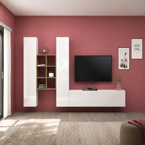 Colonne Armadio Mobile Porta TV Libreria da Soggiorno 320 cm Bianco