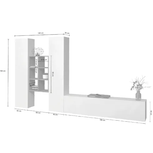 Colonne Armadio Mobile Porta TV Libreria da Soggiorno 320 cm Bianco