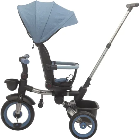 Triciclo Passeggino Evolutivo Bambini Blu 7 Modalità Sedile Girevole