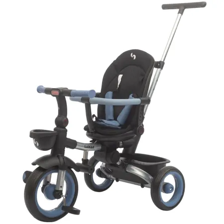 Triciclo Passeggino Evolutivo Bambini Blu 7 Modalità Sedile Girevole
