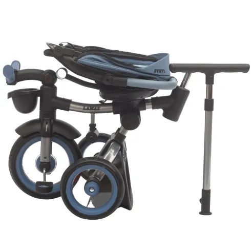 Triciclo Passeggino Evolutivo Bambini Blu 7 Modalità Sedile Girevole