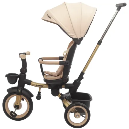 Triciclo Passeggino Evolutivo Bambini Beige 7 Modalità Sedile Girevole