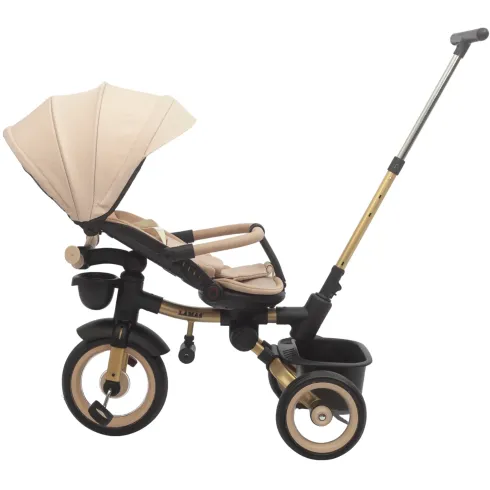 Triciclo Passeggino Evolutivo Bambini Beige 7 Modalità Sedile Girevole