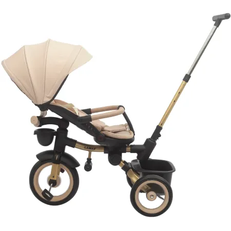 Triciclo Passeggino Evolutivo Bambini Beige 7 Modalità Sedile Girevole