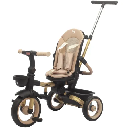 Triciclo Passeggino Evolutivo Bambini Beige 7 Modalità Sedile Girevole