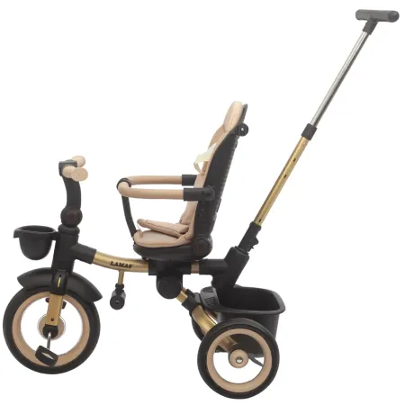 Triciclo Passeggino Evolutivo Bambini Beige 7 Modalità Sedile Girevole