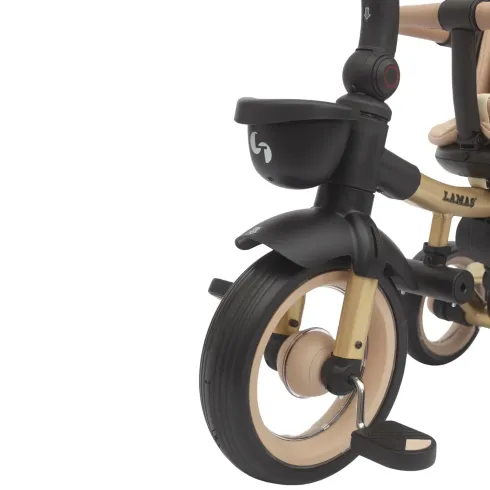 Triciclo Passeggino Evolutivo Bambini Beige 7 Modalità Sedile Girevole