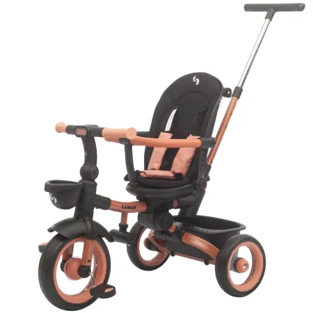 Triciclo Passeggino Evolutivo Bambini Rosa 7 Modalità Sedile Girevole