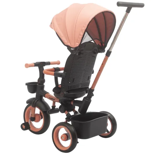 Triciclo Passeggino Evolutivo Bambini Rosa 7 Modalità Sedile Girevole
