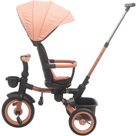 Triciclo Passeggino Evolutivo Bambini Rosa 7 Modalità Sedile Girevole