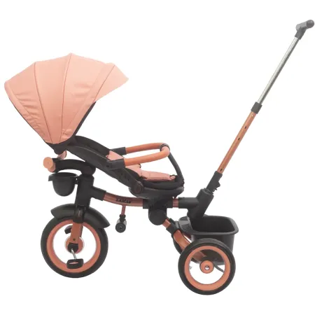 Triciclo Passeggino Evolutivo Bambini Rosa 7 Modalità Sedile Girevole