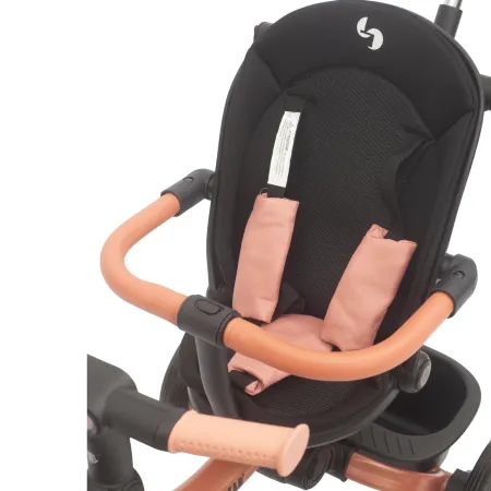 Triciclo Passeggino Evolutivo Bambini Rosa 7 Modalità Sedile Girevole