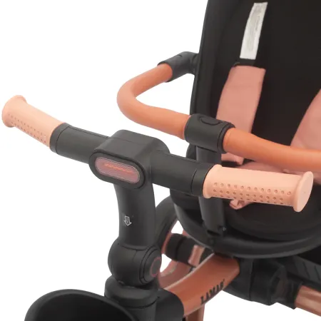 Triciclo Passeggino Evolutivo Bambini Rosa 7 Modalità Sedile Girevole