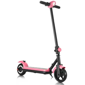 Monopattino Elettrico 24V per Bambini Rosa Pieghevole 3 Velocità LED