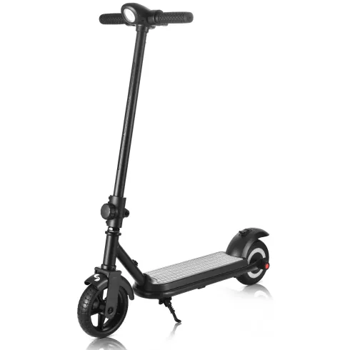 Monopattino Elettrico 24V per Bambini Nero Pieghevole 3 Velocità LED