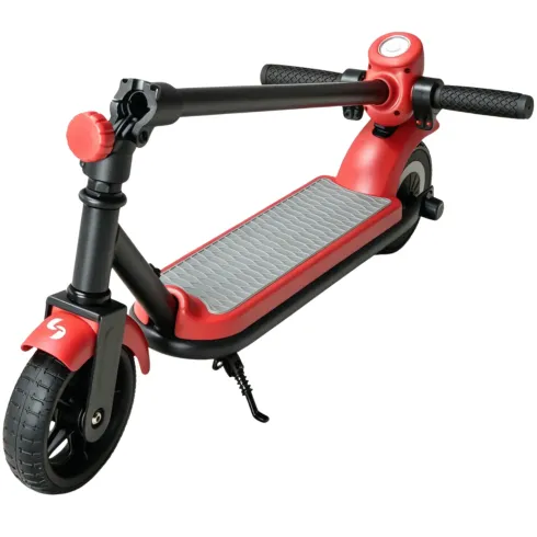 Monopattino Elettrico 24V per Bambini Rosso Pieghevole 3 Velocità LED