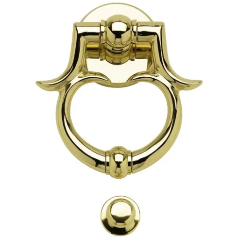 Anello Battente per Porta Blindata Barocco in Ottone 150 mm Oro Lucido