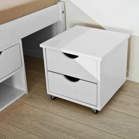 Letto Singolo Bianco a Doghe 90x200 Legno con Comodino | BricoShop24