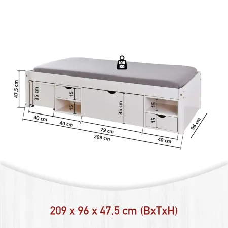 Letto Singolo Bianco a Doghe 90x200 Legno con Comodino | BricoShop24