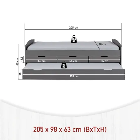 Divano Letto 2 Letti Singoli a Doghe 90x200 con Cassetti Contenitore Estraibile | BricoShop24