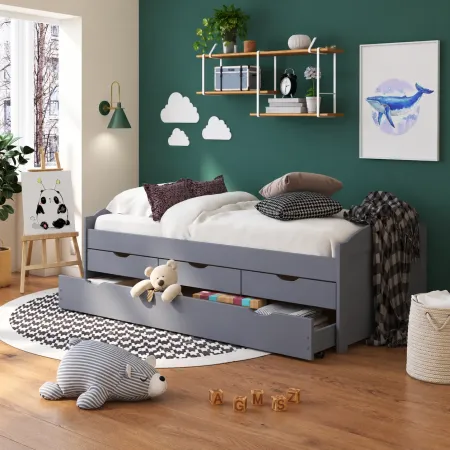Divano Letto 2 Letti Singoli a Doghe 90x200 con Cassetti Contenitore Estraibile | BricoShop24