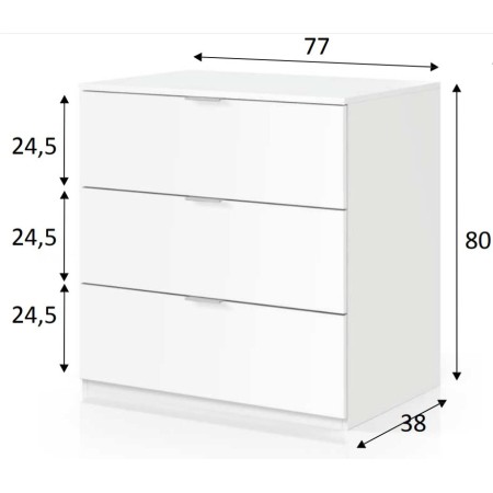 Cassettiera 3 Cassetti 80 Rovere Como in Legno Camera da Letto Mobile Soggiorno