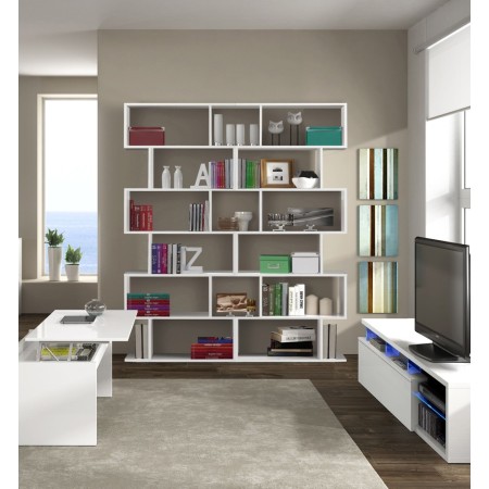 Kit Mobile Libreria 80 Cemento 6 Ripiani Design a Giorno Legno Modulare Moderna