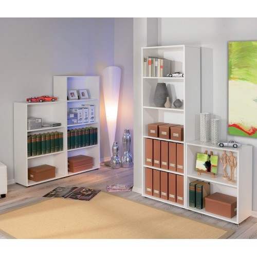 Libreria in Legno 60 Moderna Bianca Alta Bassa Stretta Scaffali Ripiani Ufficio