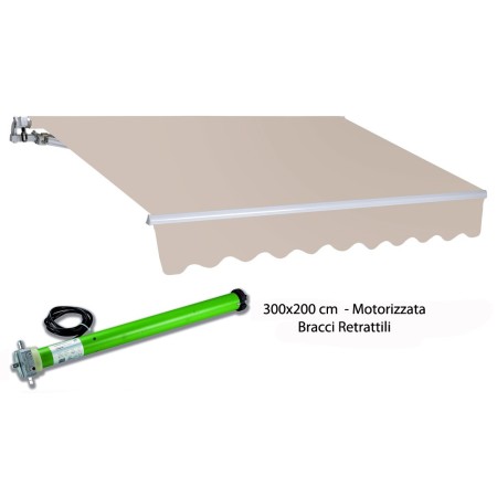 Tenda da Sole 300x200 cm a Bracci Motorizzata Elettrica Impermeabile Motore