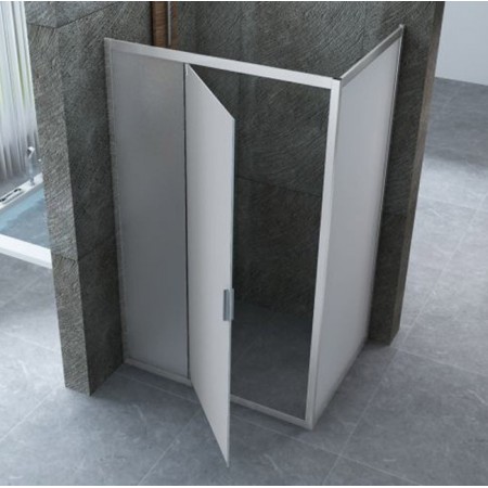 Box Doccia Anta Fissa Battente 2 Lati Angolare Parete Vetro 6mm Cristallo Opaco