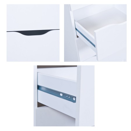 Mobiletto Cassettiera 40 cm 3 Cassetti Bianca Mobile Settimino Comodino in Legno